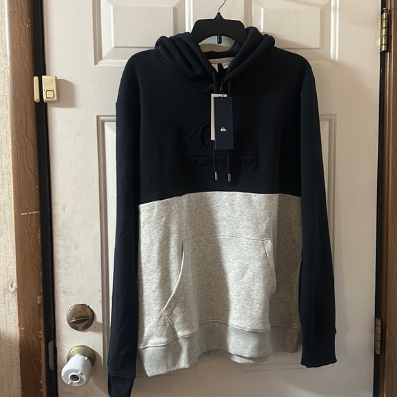 Quiksilver Emboss Fleece Hoodie: BLACK/GRAY: NEW WITH TAGS: SIZE LARGE - Picture 1 of 4